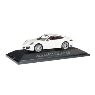 Herpa 071048 Porsche 911 Carrera 4S Coupe, wei  Mastab 1:43