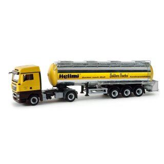 *Herpa 158220 MAN TGX XLX Chromtanksattelzug, Hellmi / HZR Maßstab 1:87