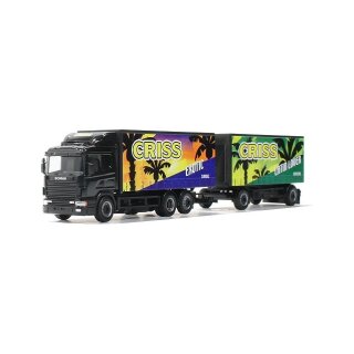 *Herpa 363242 Scania 124 Gardinenplanen-Hängerzug Maßstab: 1:87