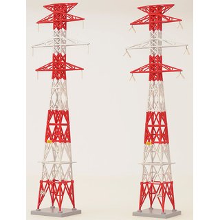 TOMYTEC 974484 Strommasten, rot-weiss 2 Stüc