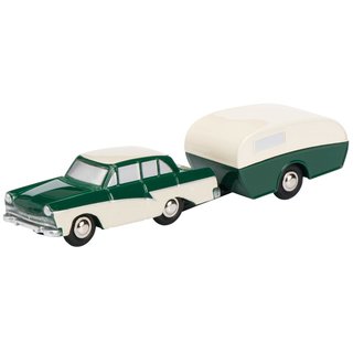 SCHUCO 450141400 Pic. Ford 17M mit Wohnanhänger Massstab: H0