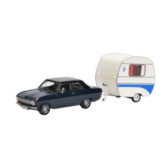 *SCHUCO 450294700 Opel Kadett B mit Anhänger Massstab: 1:43
