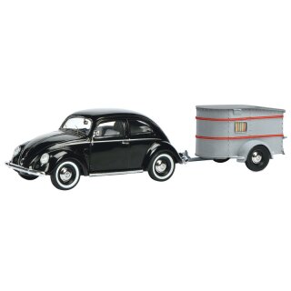 *SCHUCO 450389100 VW Brezelkäfer mit Anhänger Massstab: 1:43