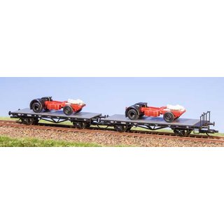 Schirmer 68090 2-er Set Flachwagen ex Linz ohne Bühne mit Ladegut Fahrwerke MAN, DR, Epoche III Spur TT