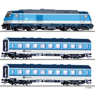 Tillig 01442 Analoges Startset mit Diesellok und Personenzug, CD, Ep.VI, Bettungsgleis Spur TT
