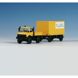 KIBRI 14981 UNIMOG kurz mit Postanhaenger Massstab: H0