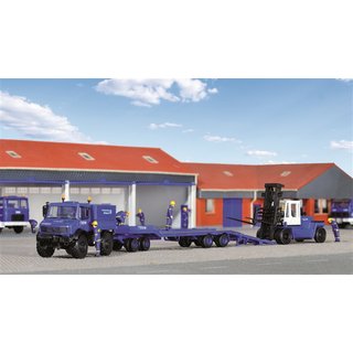 KIBRI 18476 Unimog mit 4achs Tieflader un Massstab: H0
