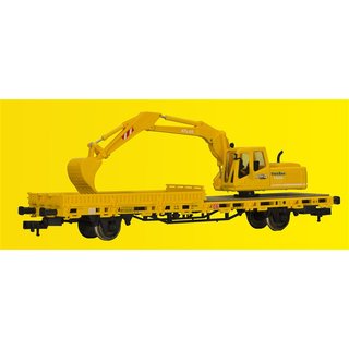 KIBRI 26250 H0 Niederbordwagen mit Atlas Bagger Massstab: H0