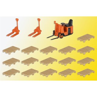 KIBRI 38147 H0 Deko-Set Lager/Stapler/Pal Massstab: H0