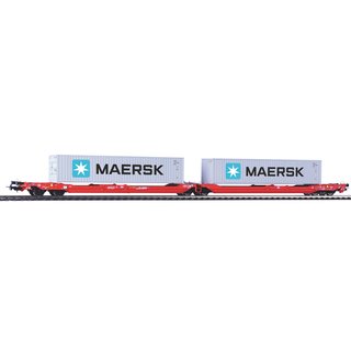 Piko 54775 Spur  H0 Taschenwagen T3000e Wascosa mit 2 "Maersk" 40 Containern