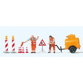 Preiser 10754 Straßenbauarbeiter mit Kompressor Spur H0