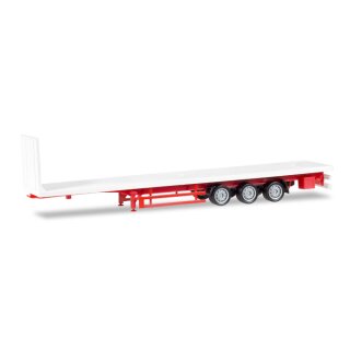 Herpa 076845 Lowliner-Flachbett-Auflieger 3-achs, weiß Maßstab: 1:87