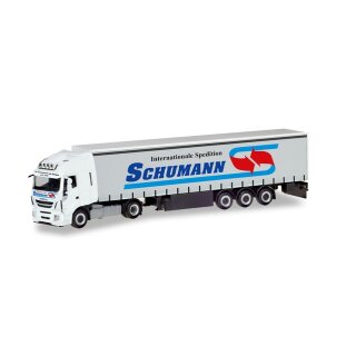 *Herpa 310048 Iveco Stralis XP Gardinenplanen-Sattelzug, Spedition Schumann  Maßstab 1:87