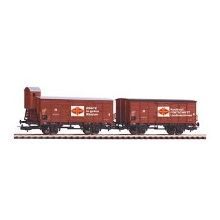 *Piko 58366 Spur H0  2er Set Güterwagen G02, Fortschritt, DR, Ep.III