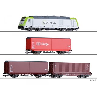 Tillig 01448 Analoges Startset mit TRAXX und Güterzug, CAPTRAIN, Ep.VI Spur TT