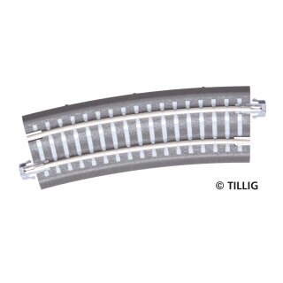 Tillig 83772Bettungsgleis grau Gleisstück R3, Gebogenes Gleis R346 mm / 15° Übergang