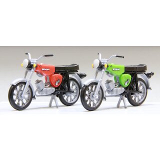 KRES-Modellbahn 10151 Komplettmodelle 2x Simson S51, rot und grün  Maßstab: 1:87