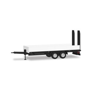 Herpa 076913 LKW Tieflade-Tandemanhänger mit Auffahrrampen, weiß Maßstab 1:87