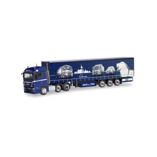 Herpa 311014 MAN TGX XLX E6c 6x2 Gardinenplanen-Sattelzug, H.D.T.V.  Maßstab 1:87