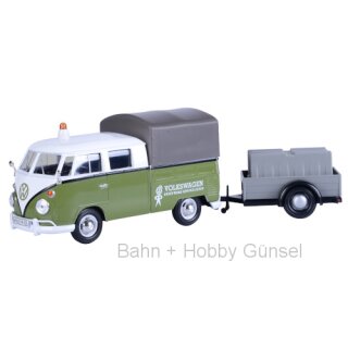 MOTORMAX MOM79676 VW T1 Doppelkabine, grün/weiss, mit Anhänger  Maßstab 1:24