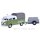 MOTORMAX MOM79676 VW T1 Doppelkabine, grün/weiss, mit Anhänger  Maßstab 1:24
