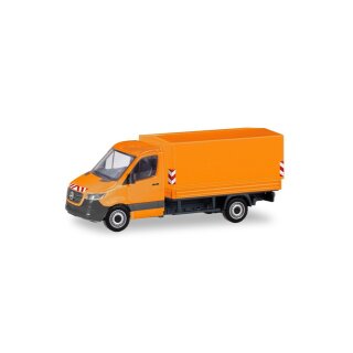 Herpa 095044 MB Sprinter`18 Pritsche/Plane, kommunalorange  Maßstab 1:87