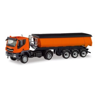 Herpa 311373 Iveco Trakker 4x4 Thermomulden-Sattelzug, kommunalorange  Maßstab 1:87