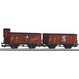 *Piko 58373 Spur H0  2er Set Gedeckter. Güterwagen, Fit, DR, Ep. III