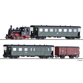 Tillig 01172 Zugset mit Dampflok 99.57 und 3 Wagen, DR, Ep.III  Spur H0m