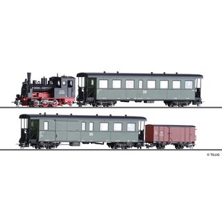 Tillig 01173 Zugset mit Dampflok 99.47 und 3 Wagen, DR, Ep.III  Spur H0e