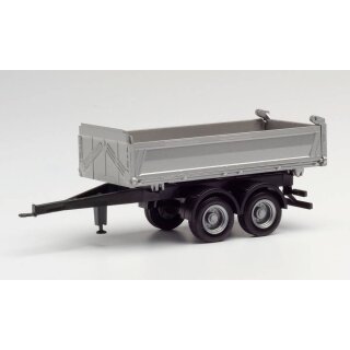 Herpa 076975 Tandem-Baukipper-Anhänger, Meiller, silber  Maßstab 1:87