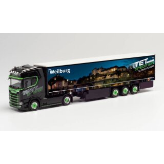 *Herpa 312394 Scania CS 20 HD Gardinenplanen-Sattelzug, TET/Weilburg  Maßstab 1:87