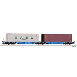 Tillig 18064  Containertragwagen Sggmrss, NACCO mit 2 40` Containern, Ep.VI