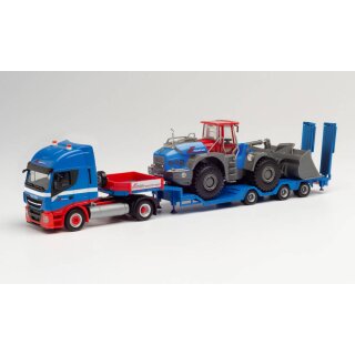 *Herpa 312851 Iveco Stralis NP Goldhofer Allrounder-Sattelzug mit Liebherr Radlader Riwatrans Maßstab 1:87