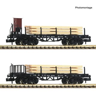 Fleischmann 828507 2-teiliges Set, DRG, Ep.II Rungenwagen mit Holzpfosten  Spur N