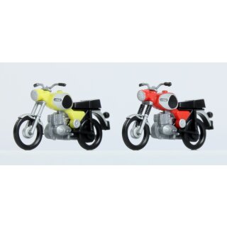 KRES-Modellbahn 11261 2x MZ TS 250 rot und gelb, Komplettmodelle Maßstab: 1:120