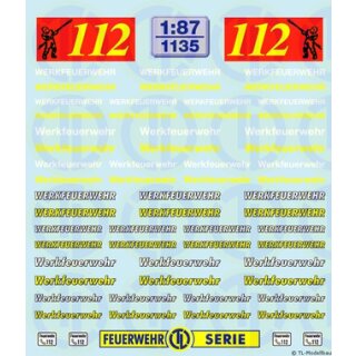 TL Decals 1135  Werkfeuerwehr Schriftzüge  Maßstab 1:87