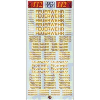 TL Decals 1140a Feuerwehr-Schriftzüge - Goldgelb  Maßstab 1:87
