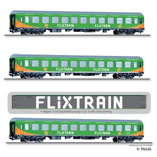 Tillig 01030 Reisezugwagen-Set, FLIXTRAIN, Bauart Halberstadt, Ep.VI  Spur TT