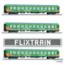 Tillig 01030 Reisezugwagen-Set, FLIXTRAIN, Bauart...