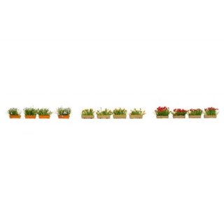 Noch 14009 Blumenkästen blühend, rot, weiß, gelb  Spur H0