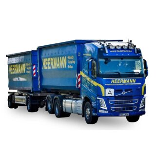 Herpa 945684 Volvo FH Gl. Abrollmulden-Hängerzug, Heermann  Maßstab 1:87