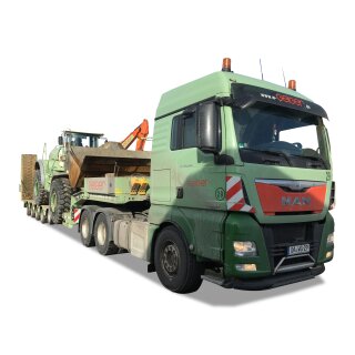 Herpa 946759  MAN ZGX XLX Euro6 6x4 Tieflade-Sattelzug mit Liebherr Radlader, Geiger  Maßstab 1:87