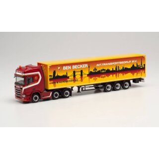 Herpa 314091 Scania CR20 6x2 Gardinenplanen-Sattelzug, Ben Becker (NL)  Maßstab 1:87