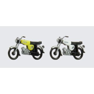 Fischer-modell Kres 11161 2x Simson S51 weiß und schwefelgelb, Komplettmodelle  Maßstab 1:120