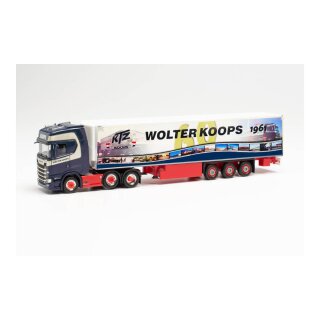 Herpa 314367 Scania CS 20 HD 6x2 Kühlkoffer-Sattelzug, Wolter Koops 60 Jahre  Maßstab 1:87