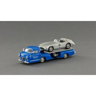 *Lemke LE GRAND LE 87310 Mercedes Benz Rennwagen-Schnelltransporter, Blauer Wunder, MB 300 SLR, W196 S  Maßstab 1:87