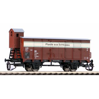 Piko 47762 Gedeckter Güterwagen G02, Plaste aus Schkopau, mit Bremserhaus, DR, Ep. IV  Spur TT