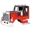 Brekina 85777 GMC General, dunkelrot, hellrot, 1980...