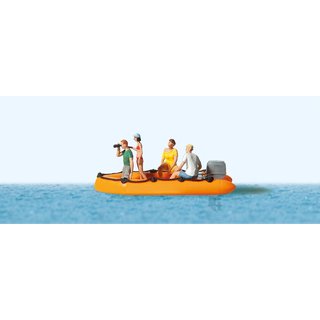 Preiser 10764 Familie im Schlauchboot  Spur H0